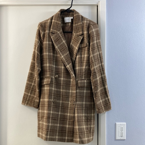 NWOT LUSH blazer dress/coat chestnut plaid. - Picture 1 of 3